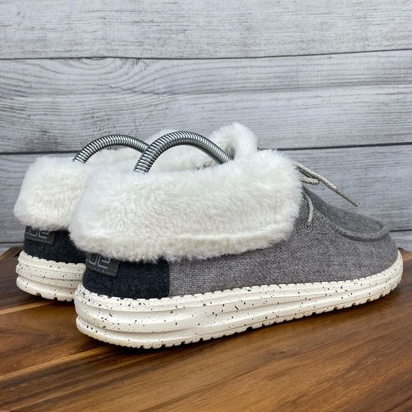 Hey Dude Women’s Britt Grey Faux Fur Slip On Shoe Bootie Sneaker Size 9 - Picture 5 of 12